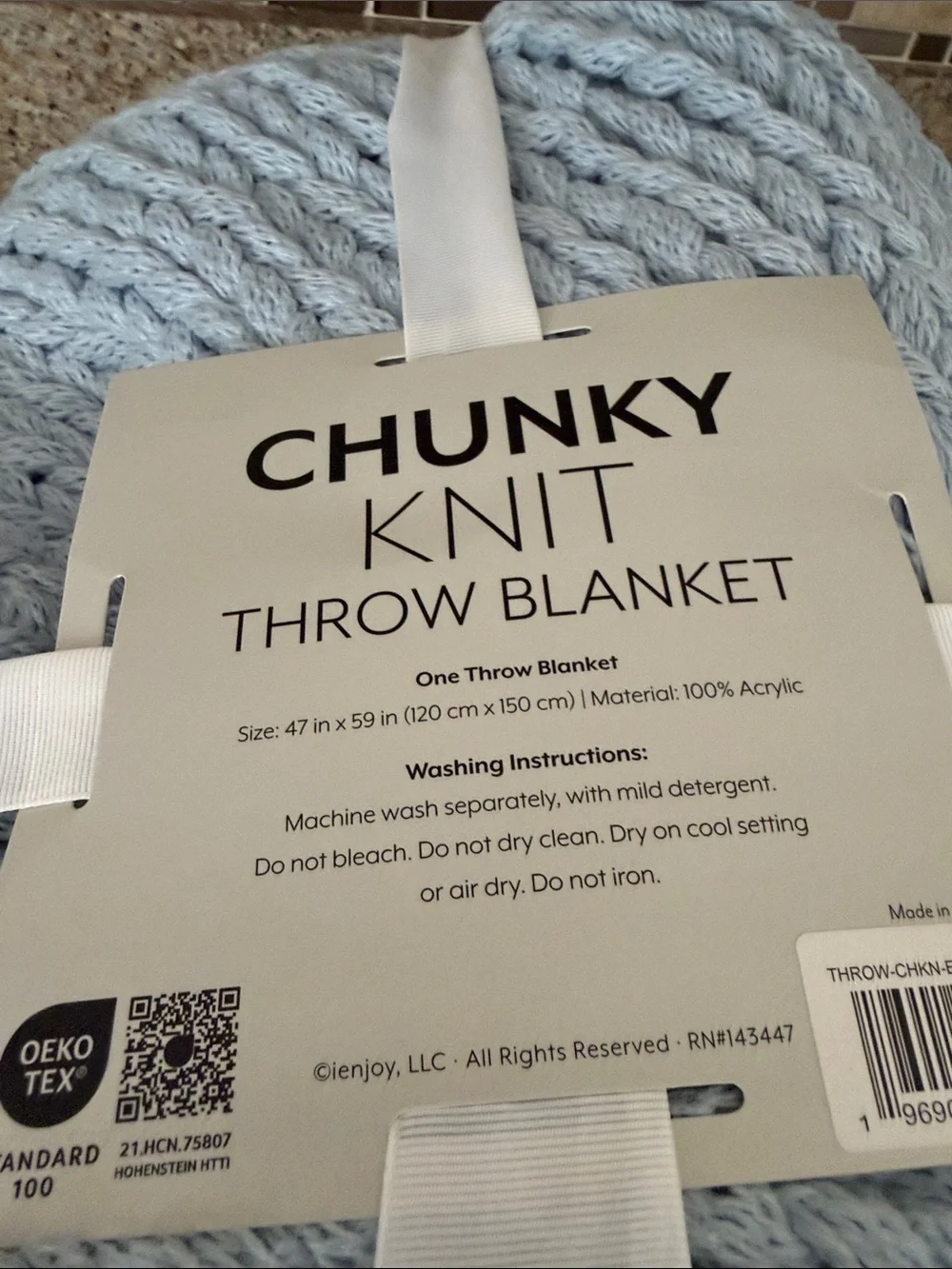 Linen and hutch Chunky Knit Throw Blanket - Light Blue